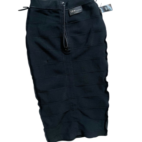 βππππβπππππππ πππ ππ πππππππ bodycon black stretch fit midi skirt - Picture 3 of 5